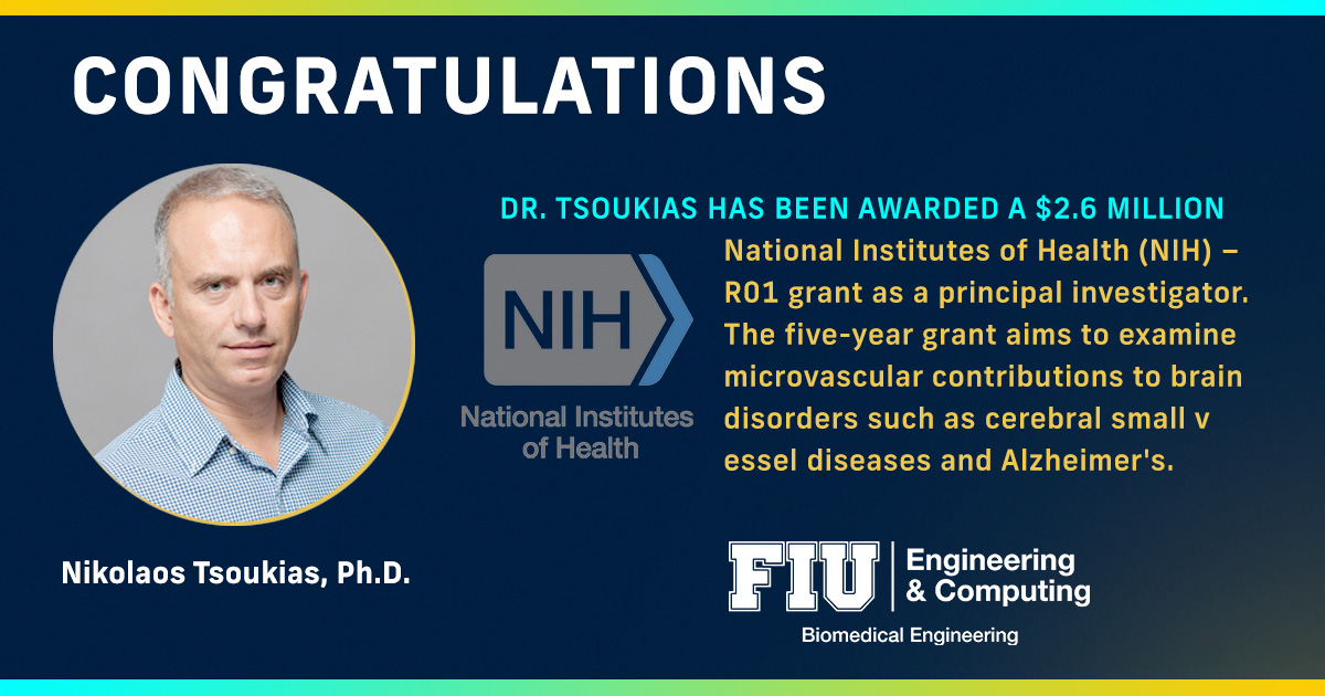 Dr. Tsoukias receives $2.6 million NIH grant for brain disorder research including Alzheimer’s