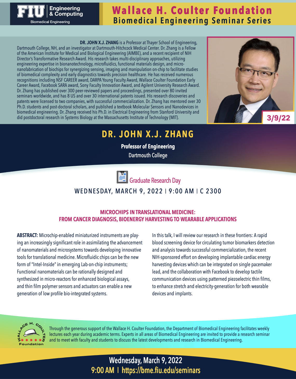 Dr. John X.J. Zhang  Professor of Engineering, Dartmouth College